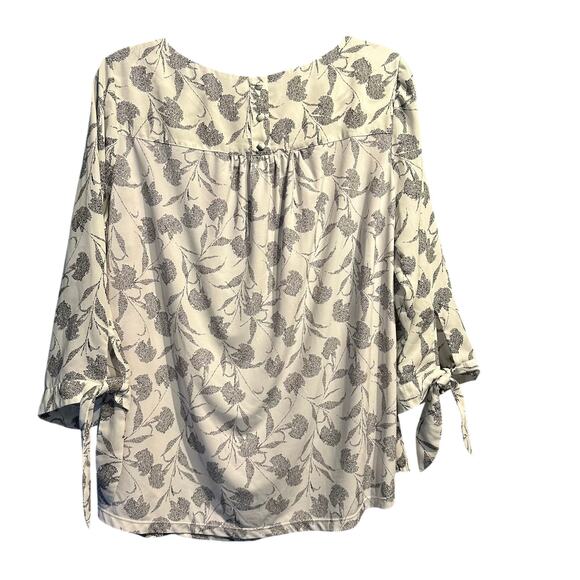 41 Hawthorn Blouse Size 1X Floral Office Boho Whimsygoth Cottage White Black - Picture 2 of 9